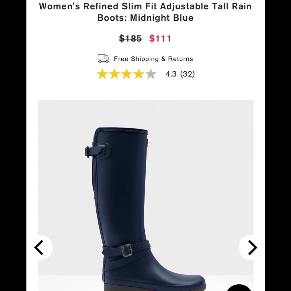Hunter rain boots refined tall women’s black s 8